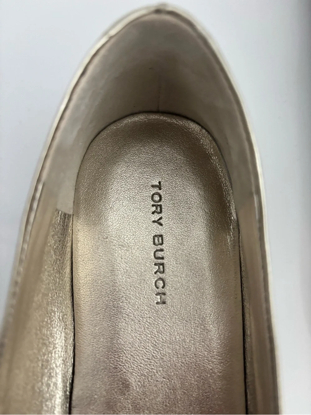 Tory Burch Gold Metallic Logo Ballet Flats